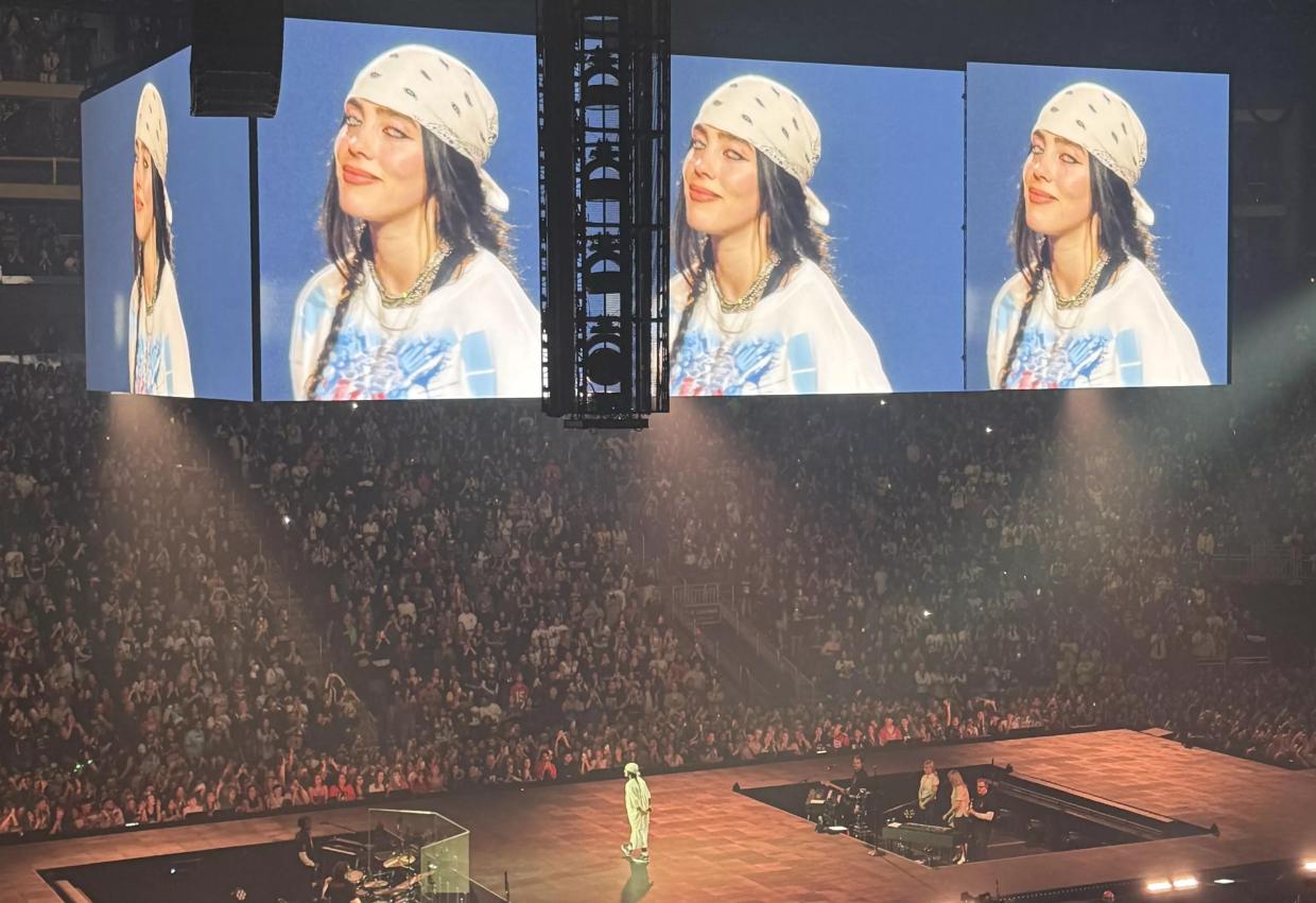 A woman on stage.