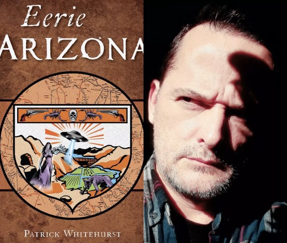 A composite image of a book cover and a man.