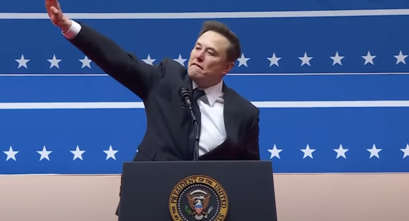 elon musk doing what appears to clearly be a nazi salute