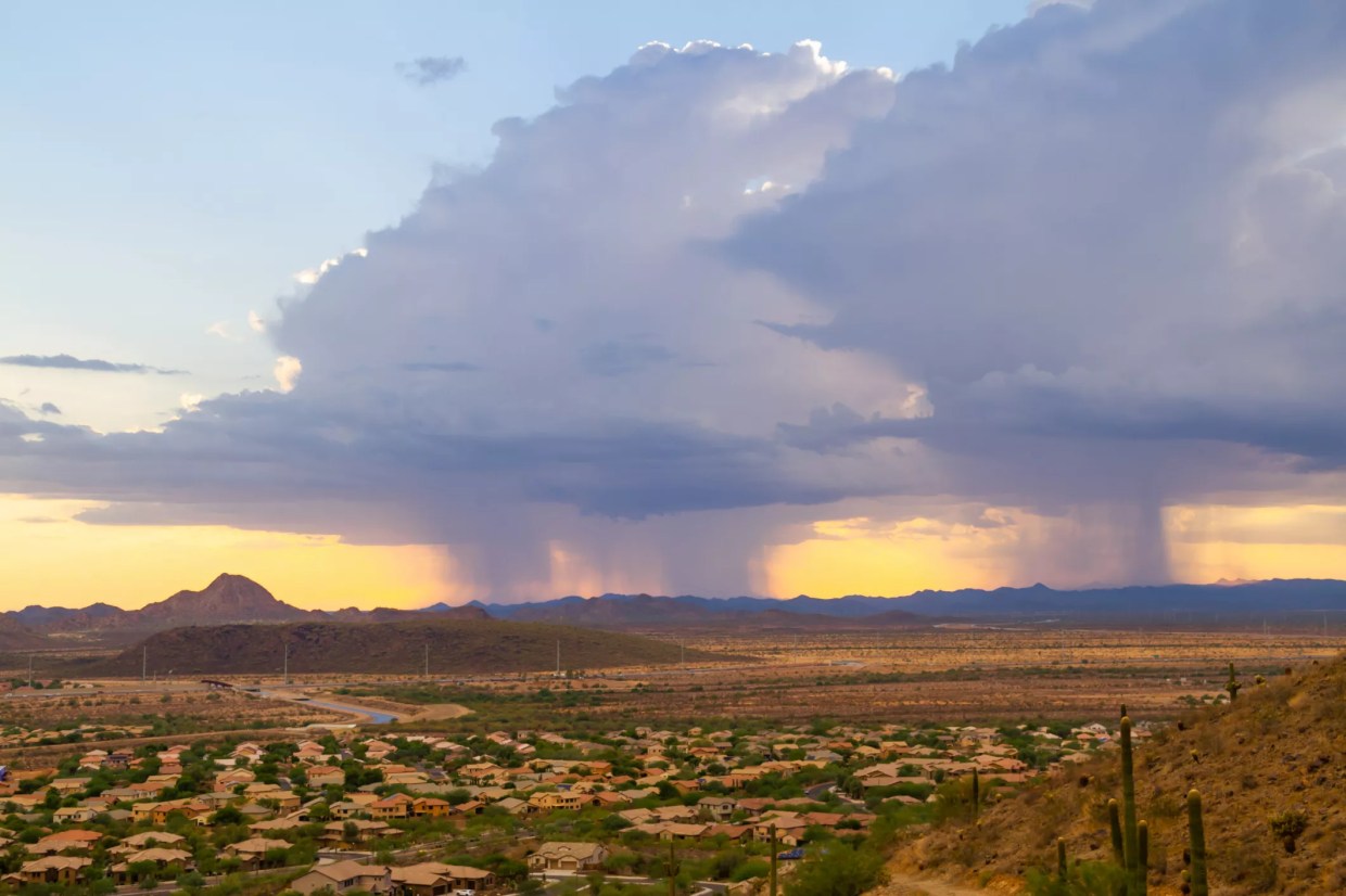 A stock photo of a rainstorm in Arizona.