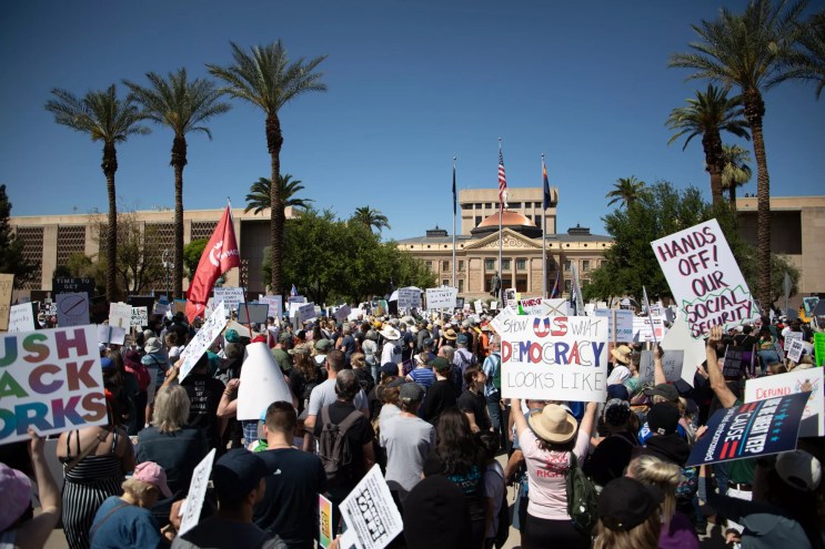 protestors at the arizona capitol