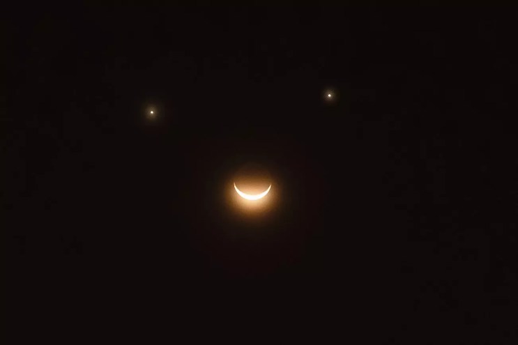 The moon and planets in the sky