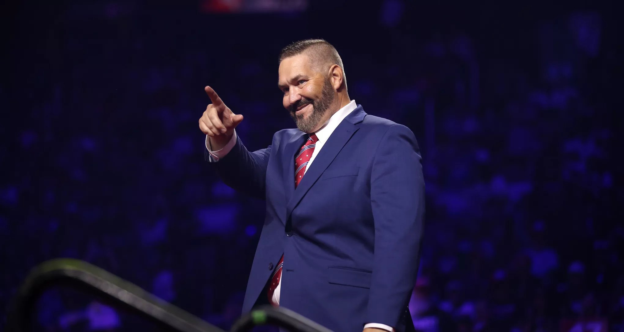 justin heap pointing and smiling