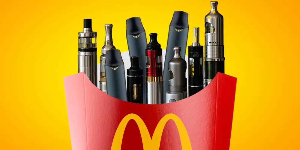 a mcdonald's fry sleeve with vapes in it