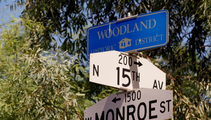 street intersection signs in the woodland historic district