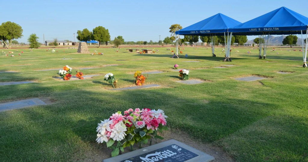 a cemetery on a sunny day