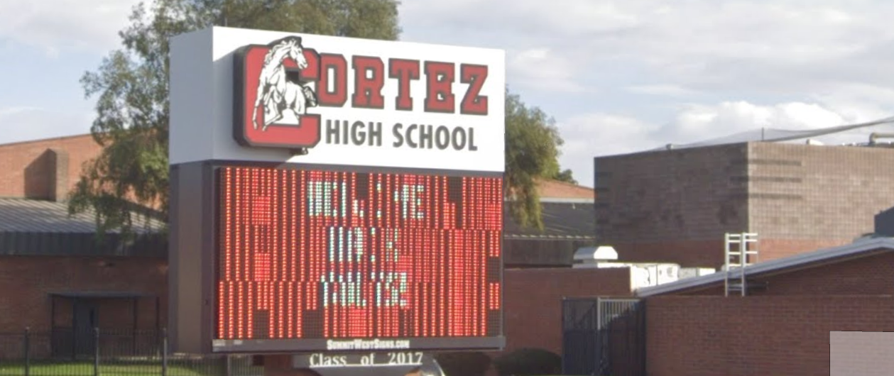 a sign for cortez high school